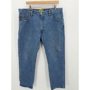 Diamond Gusset Jeans Mens 38x31 Blue‎ Denim Straight Leg Made In USA Comfort Fit